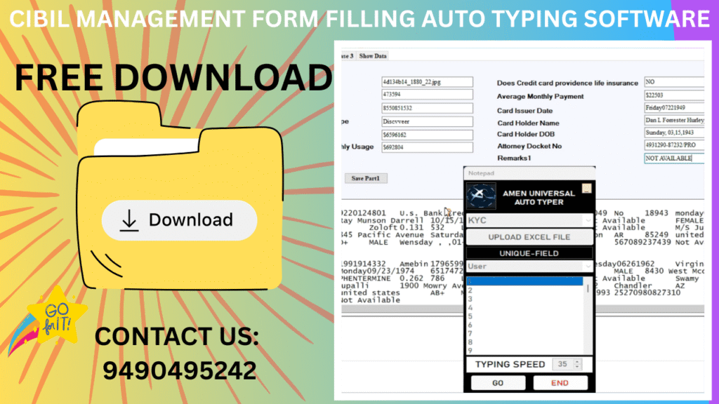 Cibil Management form filling auto typing software