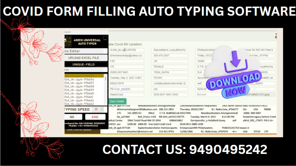 Covid Form Filling Auto Typing Software