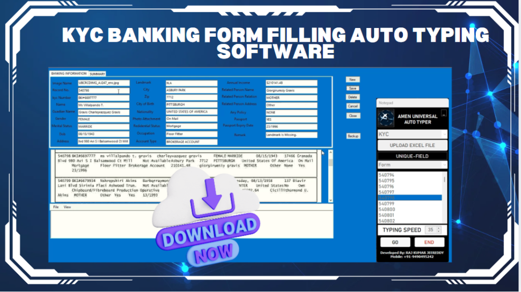 KYC BANKING FORM FILLING AUTO TYPING SOFTWARE